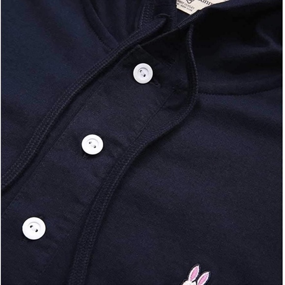 Psycho Bunny Navy Long Sleeve Button Packet Hoodie - Picture 7 of 14